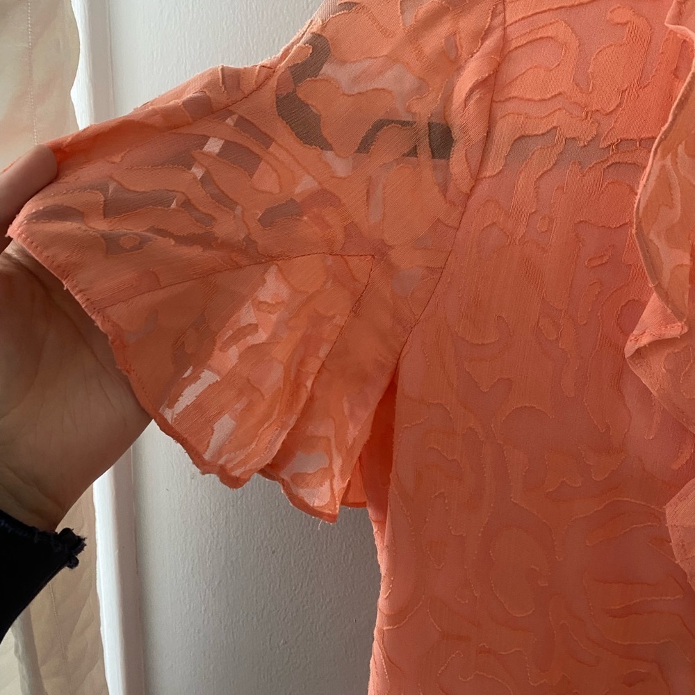 Tanya Taylor Coral Bianka Silk Blend Wrap Mini Dress - Picture 4 of 8